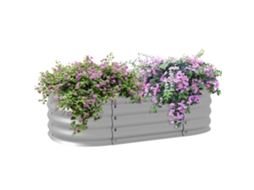 Canteiro Elevado Modular Metálico, Fundo Aberto, Resistente Ao Clima, Jardim E Varanda, 105x62x30 cm, Prateado