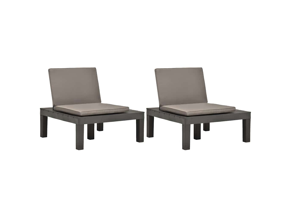 Vidaxl Cadeiras De Jardim Com Almofadões 2 Pcs Plástico Antracite