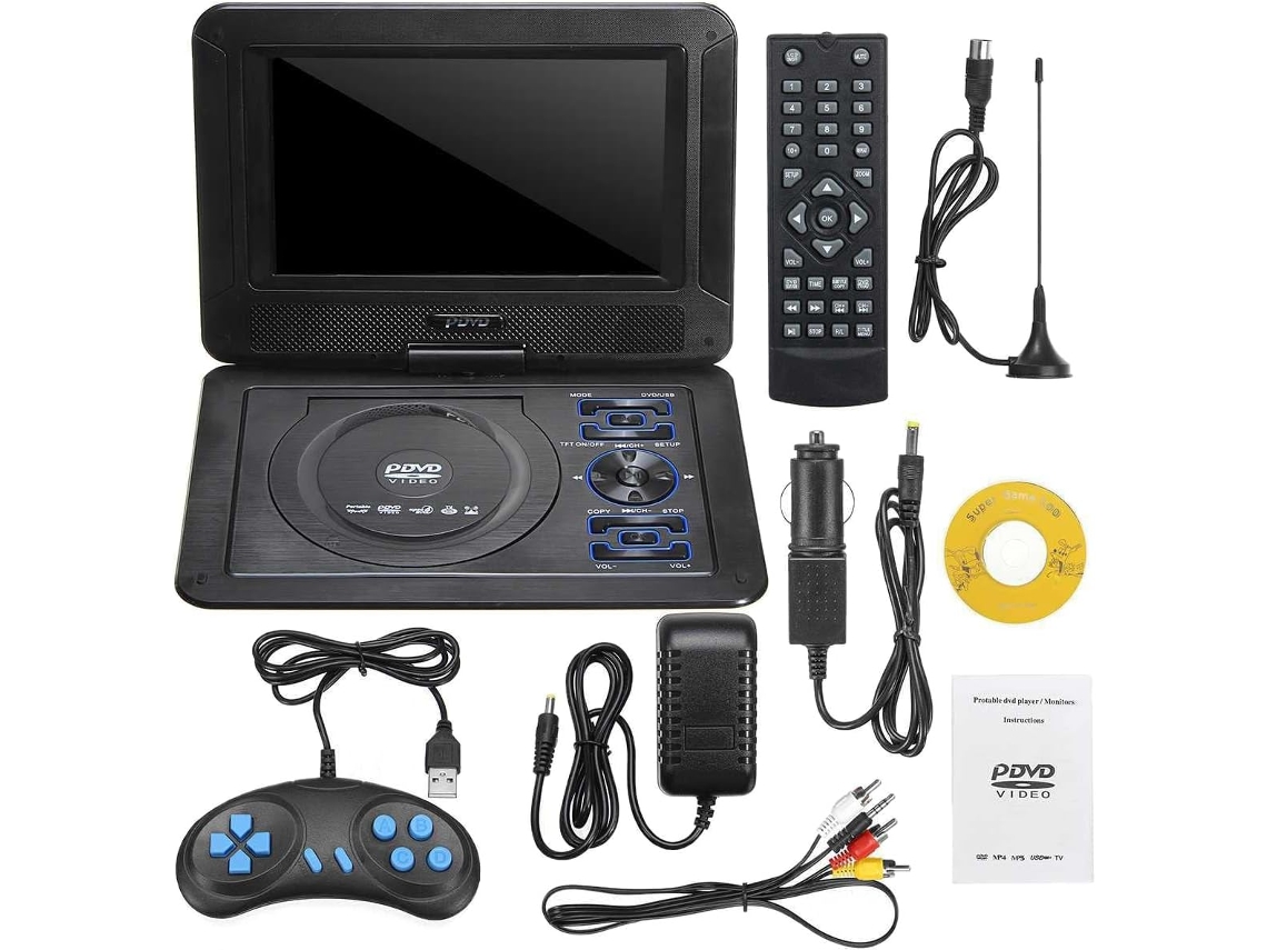 Leitor De Dvd Portátil Hd De 9,8 Polegadas Para Carro, Compatível Com Vcd, Cd, Mp3, Usb E Cartão Sd, Com Cabo Portátil E Rotação De 16 Posições.