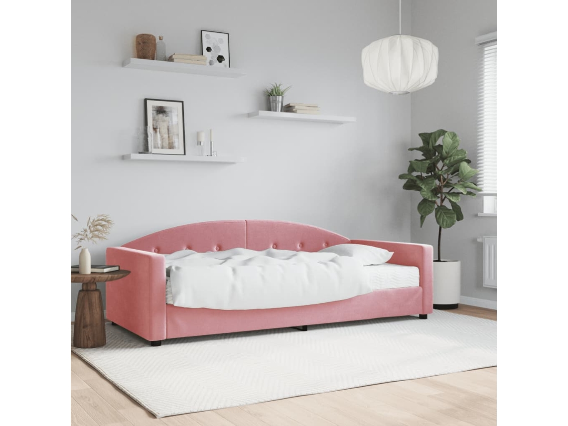 Vidaxl Sofá-cama Com Colchão 90x200 Cm Veludo Rosa