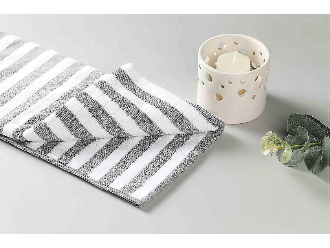 Pacote Com 8 Panos De Prato De Microfibra, Absorventes, Com Alça Para Pendurar, Cinza