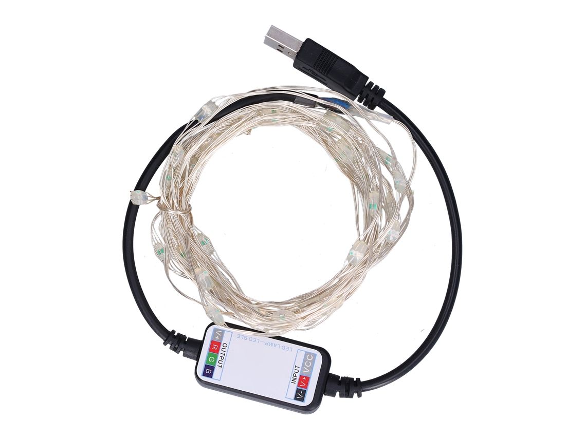 Rebe-luces De Cadena Usb Led Rgb Coloridas Impermeables Cable De Cobre Con Luz Musical 5m 50 Luces Decoración Navideña