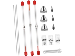 Conjunto De 10 Bicos E Agulhas De Reposição Para Aerógrafo Hd130 Em Liga Metálica.