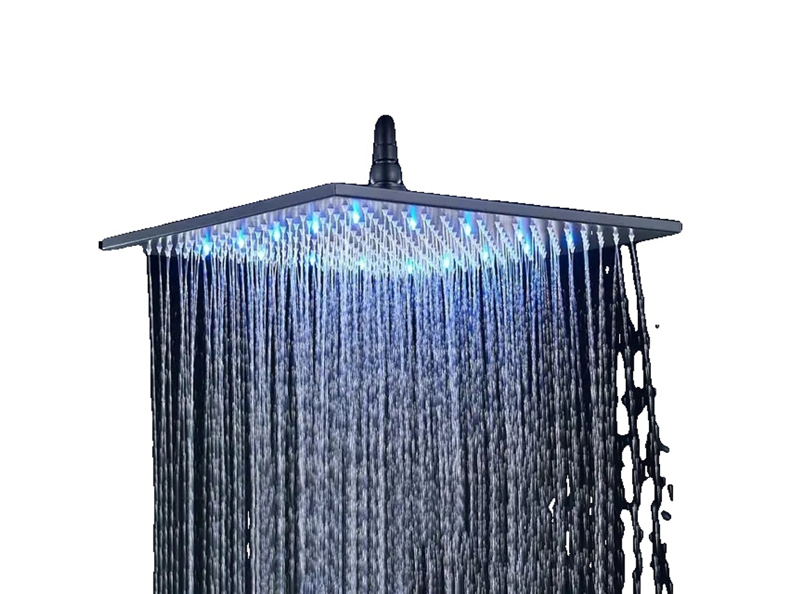 Cabeça De Chuveiro De Chuva, Mudança De Led, Preto Fosco,16 Polegadas Preto Oem