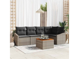 Vidaxl Conjunto De Sofá De Jardim 6 Pcs Cinzeto Vime Pe