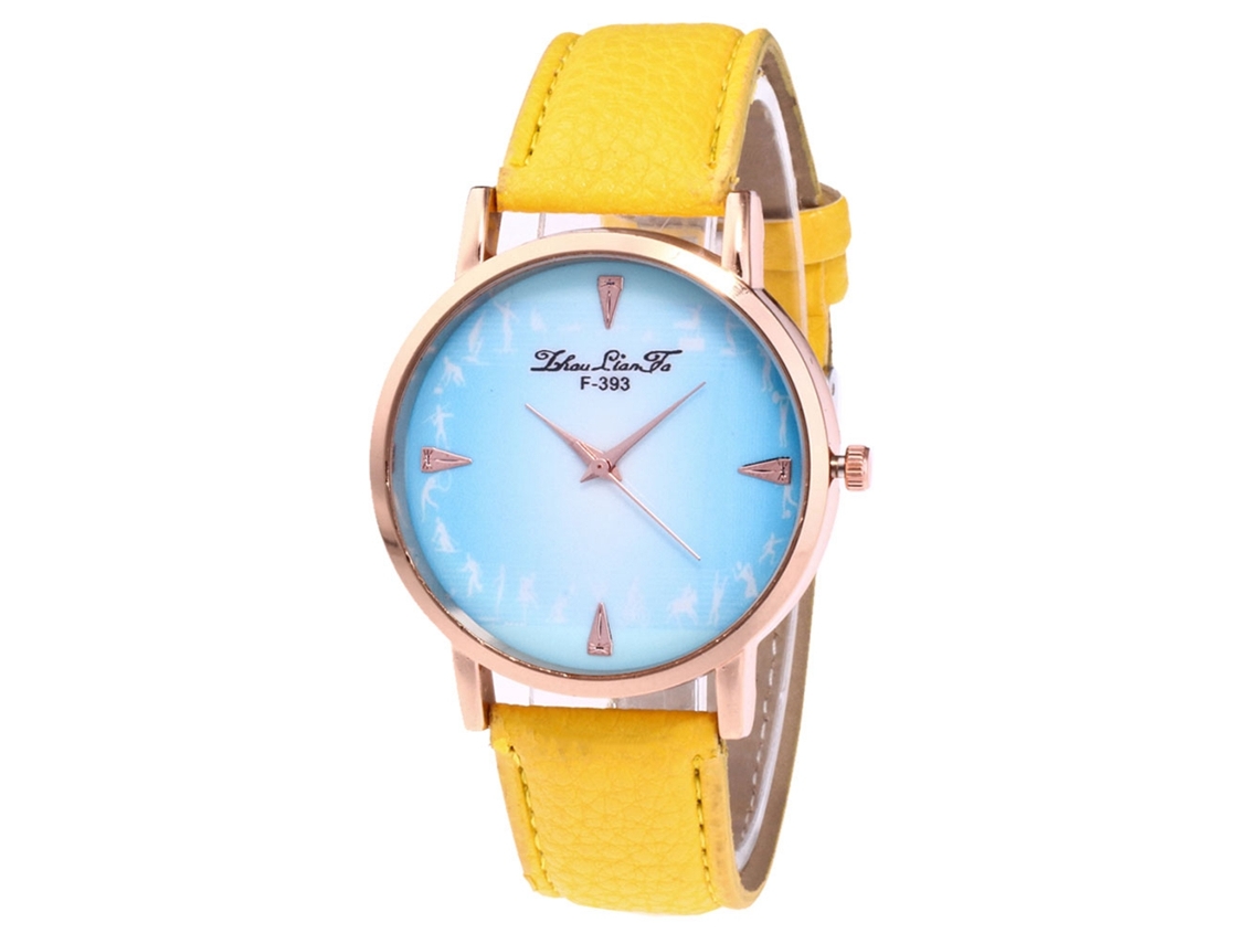 Reloj De Cuarzo Para Hombres Estudiantes Con Correa De Cuero Zhoulianfa F-393a Amarillo