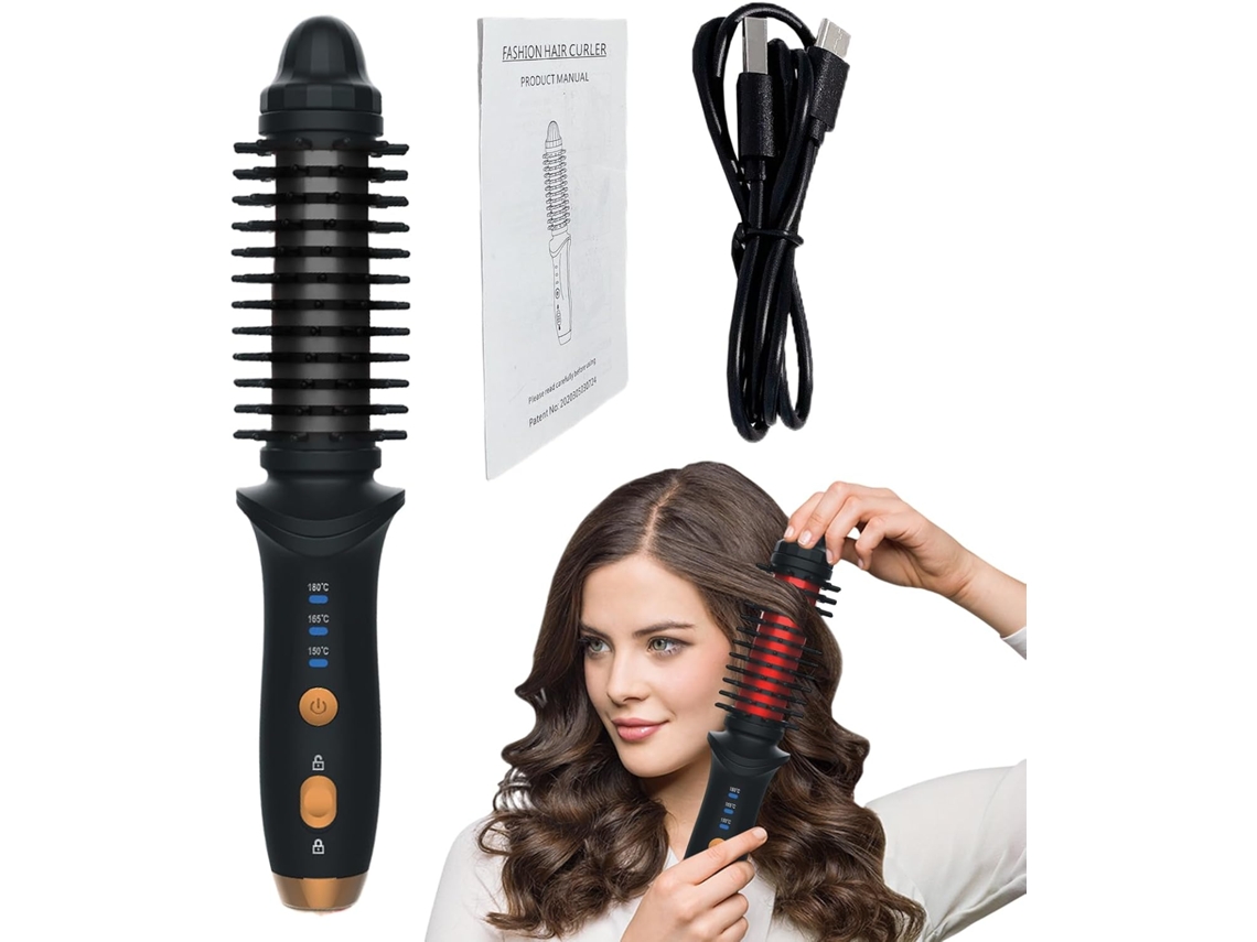 Escova Modeladora Recarregável Elétrica Aquecida De 23cm, Ferramenta De Modelagem Com Cerdas Nylon