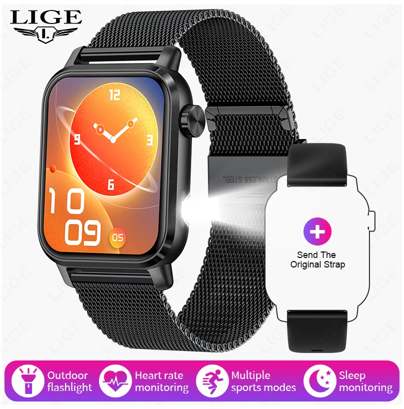 Smartwatch MDUG com Tela Amoled de 1,43 Polegadas, Chamadas Bluetooth (prateado, Pulseira de Malha)