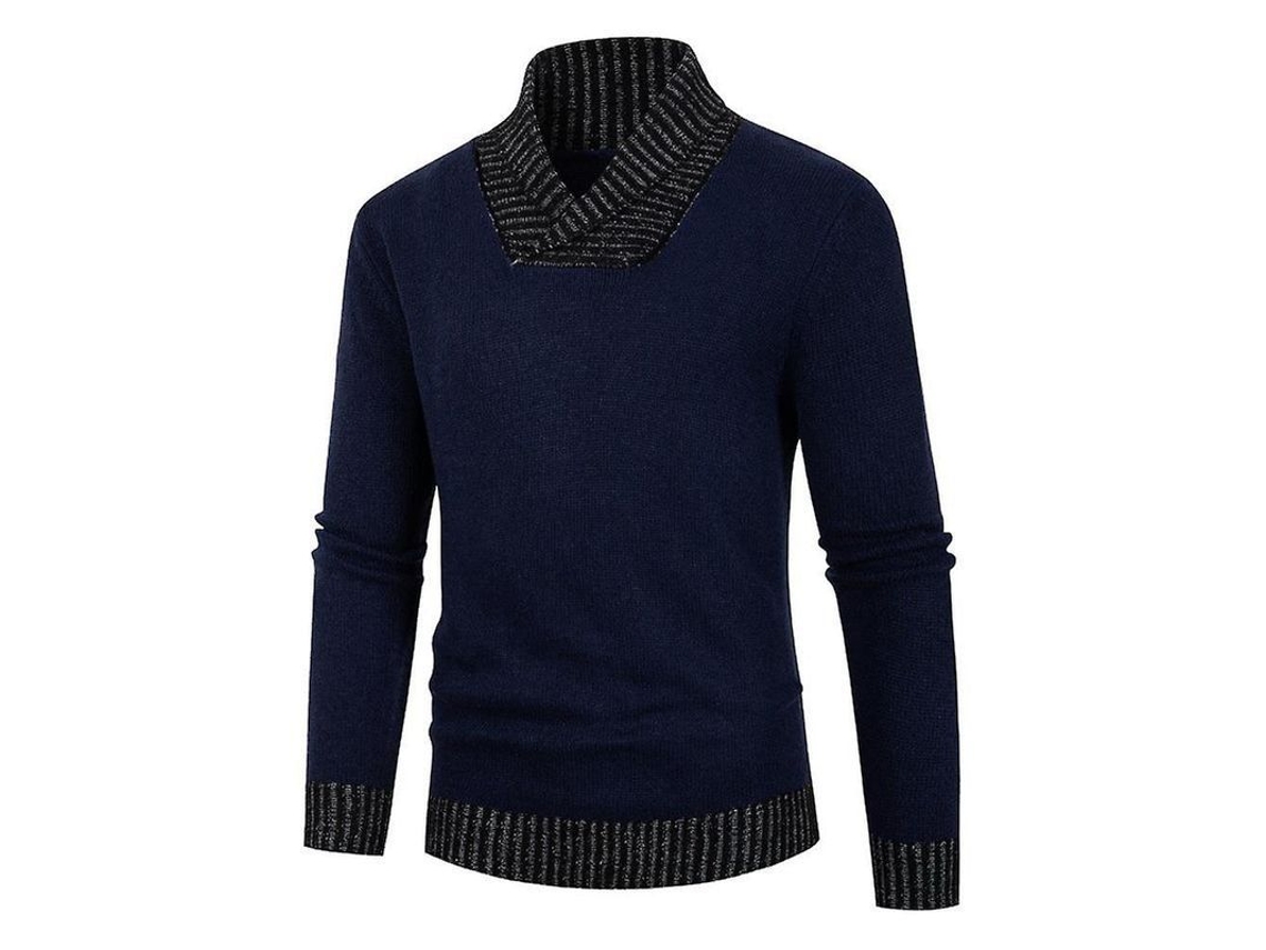 2026 jersey Casual de Manga Longa com Contraste de Cores para Homens com Gola V e Gola de Bufanda