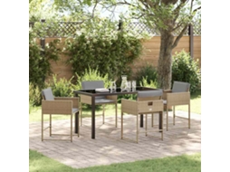 Vidaxl Conjunto De Jantar Para Jardim 5 Unid. Bege Vime Pe