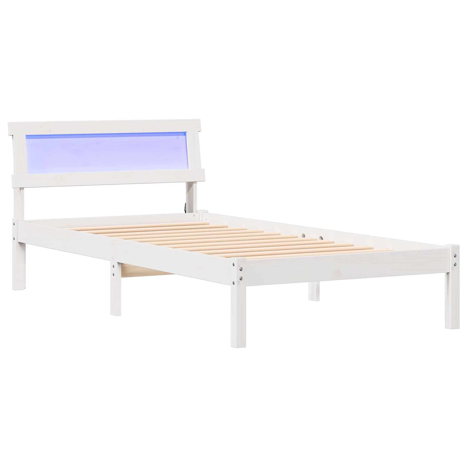 Conjunto 1 Estrutura Da Cama Vidaxl Branco Madeira De Pinho Maciça (75 X 190 Cm)
