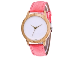 Reloj De Pulsera De Cuarzo Casual Con Correa De Denim Rosa Simple Y Moderno