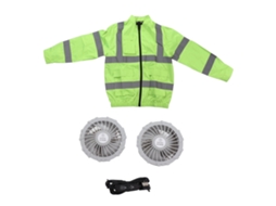 Jaqueta com Ventilador Sem Fio Resfriamento Proteção Solar Verão Branco Verde XXL