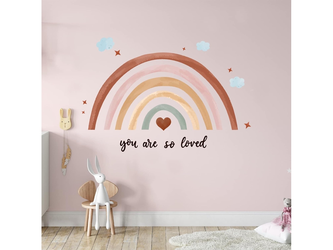 Decoração de parede autoadesiva arco-íris para quarto de bebê Kofihety