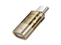 Mini Adaptador Lightning OTG Fêmea para USB-C Macho com Carregamento Rápido 3A Dourado HOKO