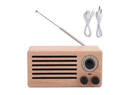 Caixa De Som Bluetooth Mini Retro Com Subwoofer Bass Estéreo Rádio Fm Aux Usb Chamada Hands Free Cor Maple