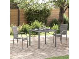 Vidaxl Cadeiras De Exterior Empilháveis 2 Pcs Vime Pe Cinzento