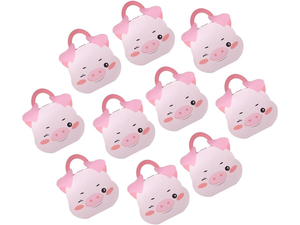 Conjunto De 10 Caixas Doces Com Estampa Porquinho, Dobráveis E Portáteis, Ideais Para Festas E Eventos Infantis, Como
