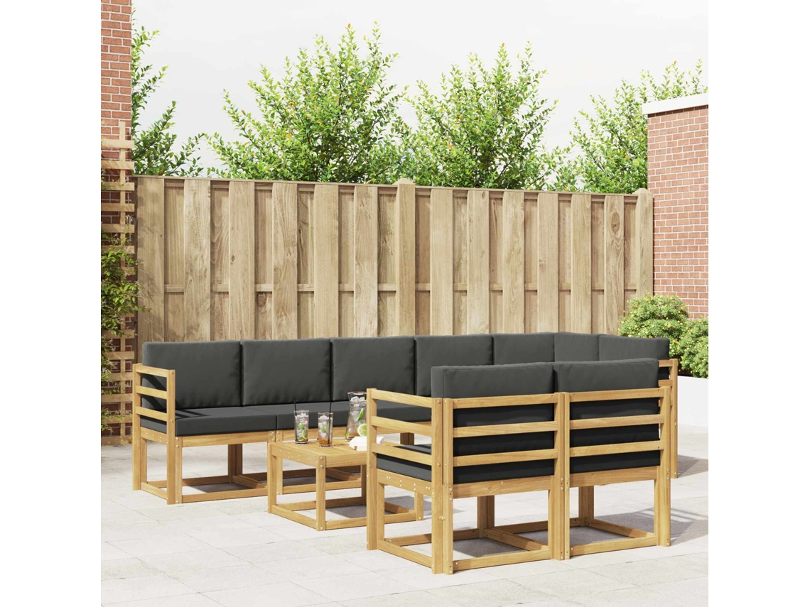 Vidaxl Conjunto De Sofás Para Exterior 9 Unid. Branco E Antracite