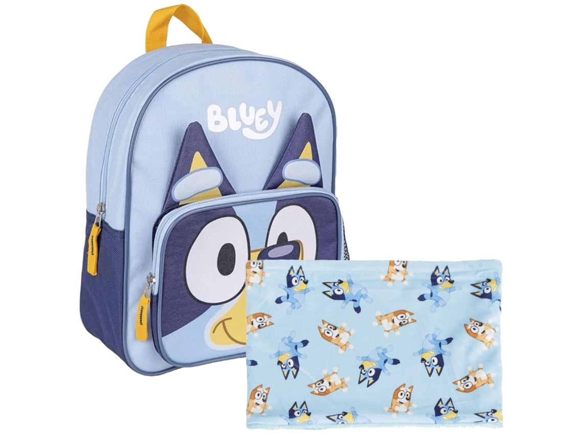 Mochila Escolar Infantil Bluey, Azul + Protetor De Pescoço