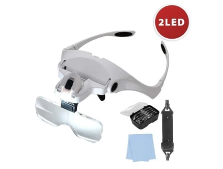 Óculos Com Led E Lupa. 5 Dioptrias Intercambiáveis. Velamp