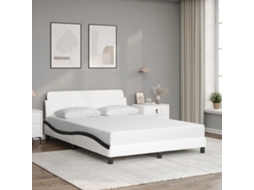 Vidaxl Estrutura De Cama Dover Couro Artif. 140x190cm Branco/preto