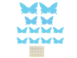 12 Adesivos 3D Borboleta PVC Ecológico para Casa e Casamento Azul Brilhante | S/MARCA