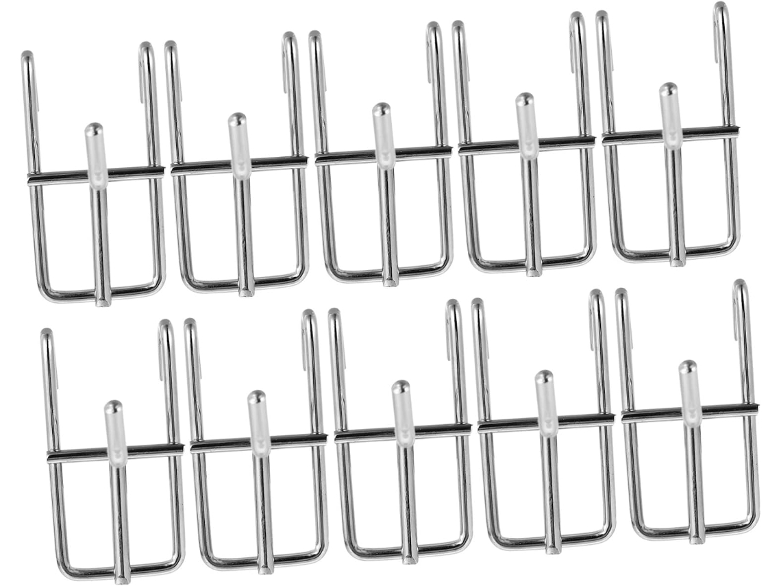 Conjunto De 10 Ganchos Ferro Prateados Para Painéis Perfurados, Resist