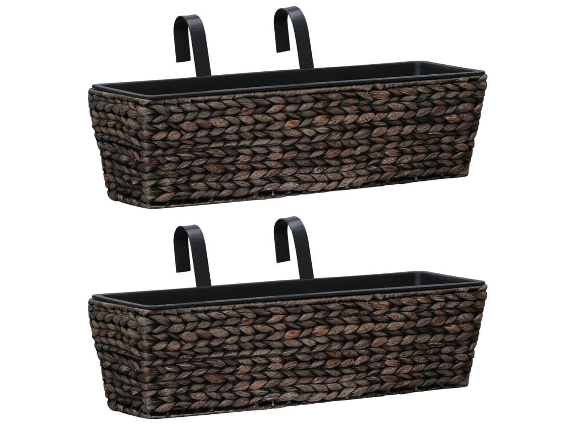 Vidaxl Floreiras De Pendurar 2 Pcs Jacinto De Água Castanho