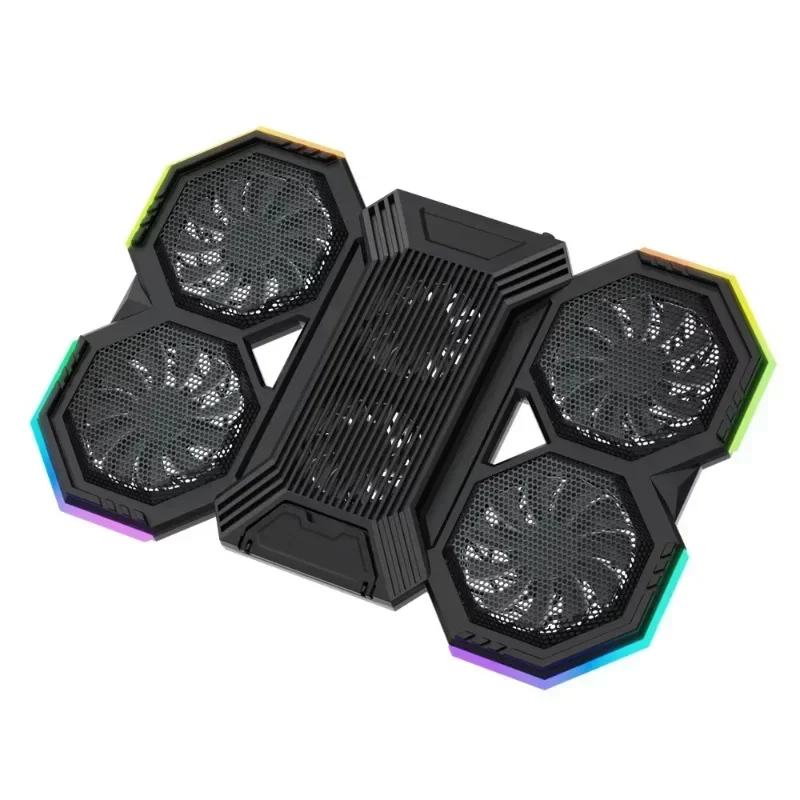 Cooler para Notebook com Suporte para Celular, Iluminação RGB e 6 Ventoinhas MDUG