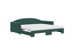 Daybed With Trundle, Daybeds With Trundles Vidaxl Verde Veludo (100 X 200 Cm)
