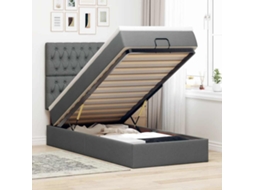 Vidaxl Estrutura Cama Otomana Colchão 100x200cm Tecido Cinzento Escuro