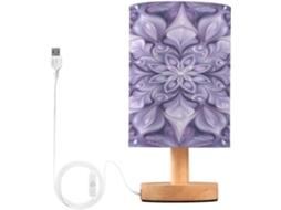 Abajur De Cabeceira Mandala Para Quarto, Abajur De Cabeceira Led, Luminária De Leitura Com Portas Usb E Cúpula Tecido