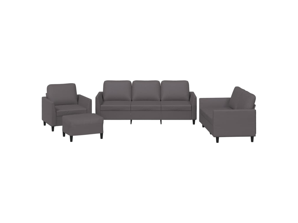 Maison Exclusive - 4 Pcs Conjunto De Sofás C/ Almofadões Couro Artificial Cinzento