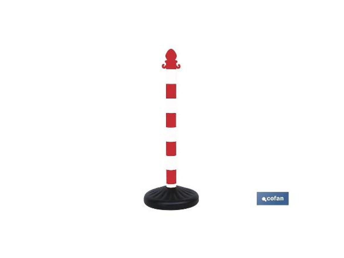 Poste y base para cadena (rojo/blanco) 1m