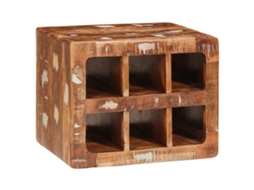 Conjunto 1 Armazenamento De Vinho Vidaxl Castanho Madeira Recuperada Maciça (44 X 30 X 35 Cm)