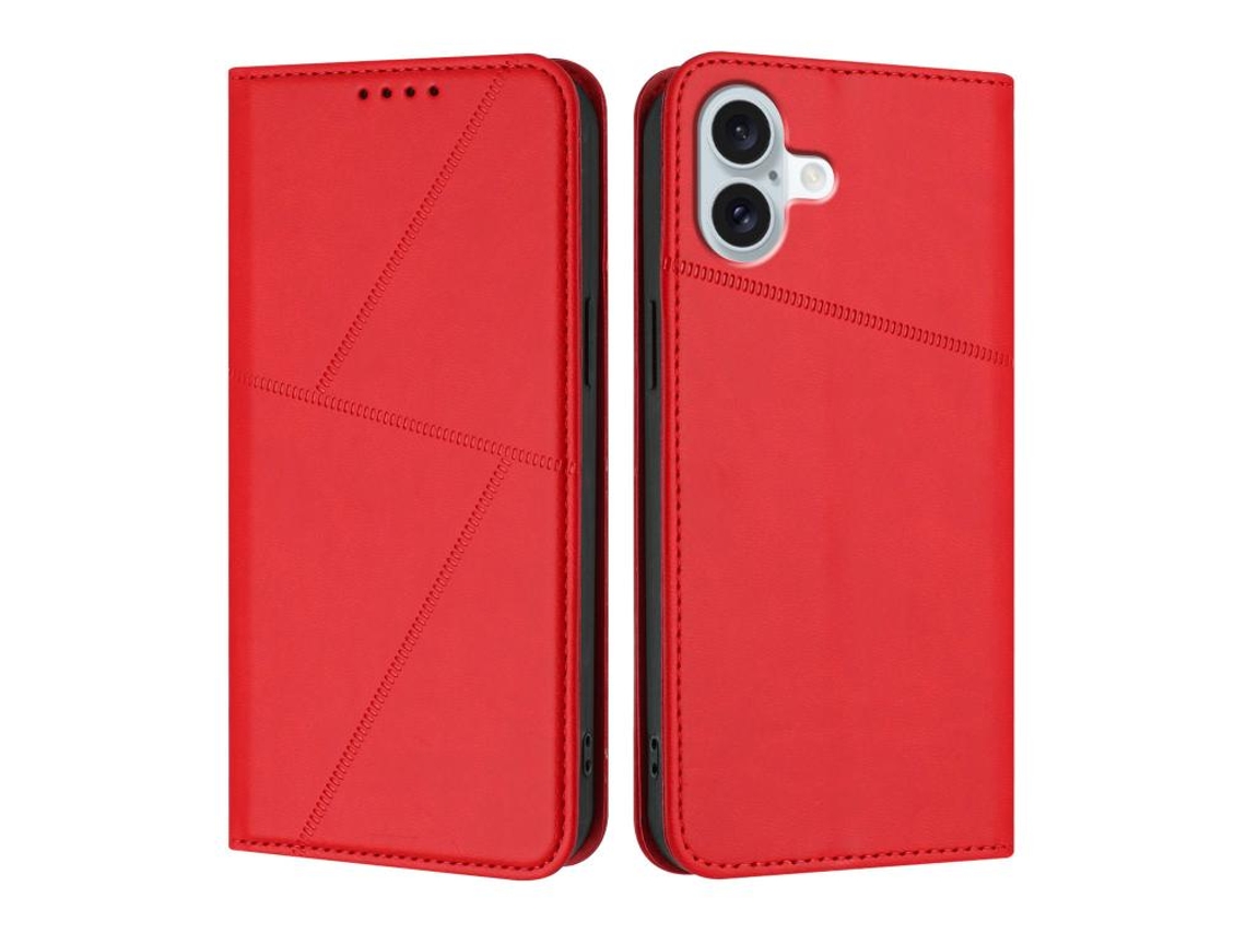 Capa De Couro Fosco Para Iphone 16 Plus - Flip Magnético