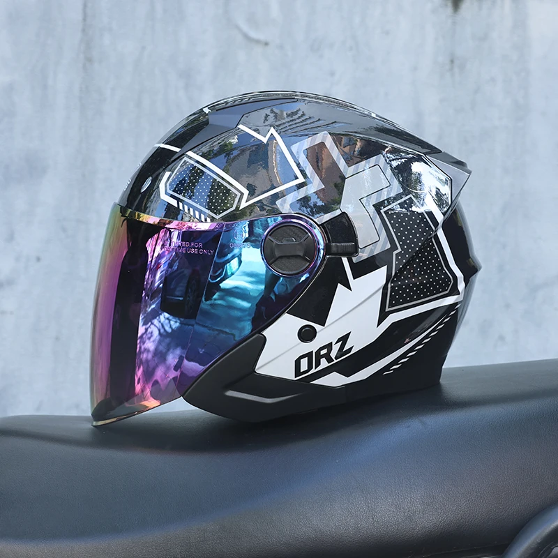 (xl) Capacete De Motocicleta Abs 3/4, Certificado Dot, Resistente A Impactos E Ao Vento.