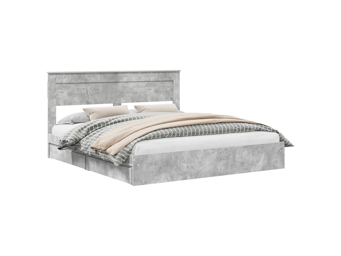 Cama com Armazenamento Cinzento MAISON EXCLUSIVE em Madeira Processada 200x200 cm