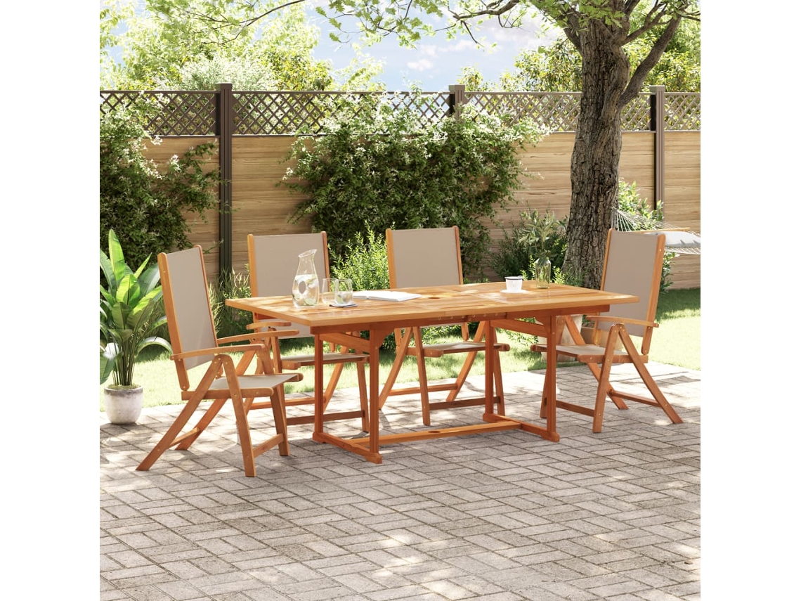 Cadeiras De Jardim Dobráveis 4 Pcs Acácia Maciça E Textilene Dkd Home Decor