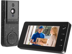 Campainha com Camara HALINUIA Sem Fios 1080p Hd Ecrã Ips 4,3" Visao Noturna Ip65 Preto