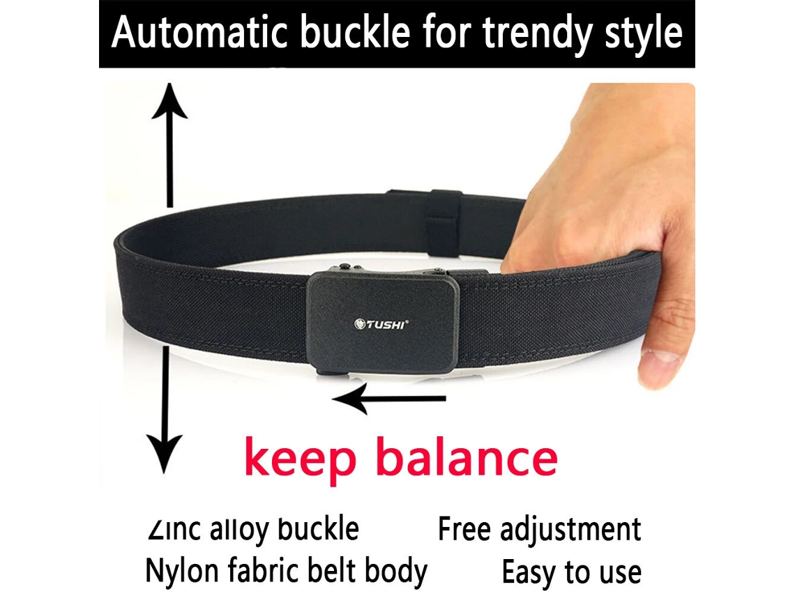 Cinto Tático Masculino Tushi Cinza Escuro 120 Cm Com Fivela Automática Em Nylon 1100d Reforçado E De Camada Dupla Ideal Para Esportes Ao Ar Livre