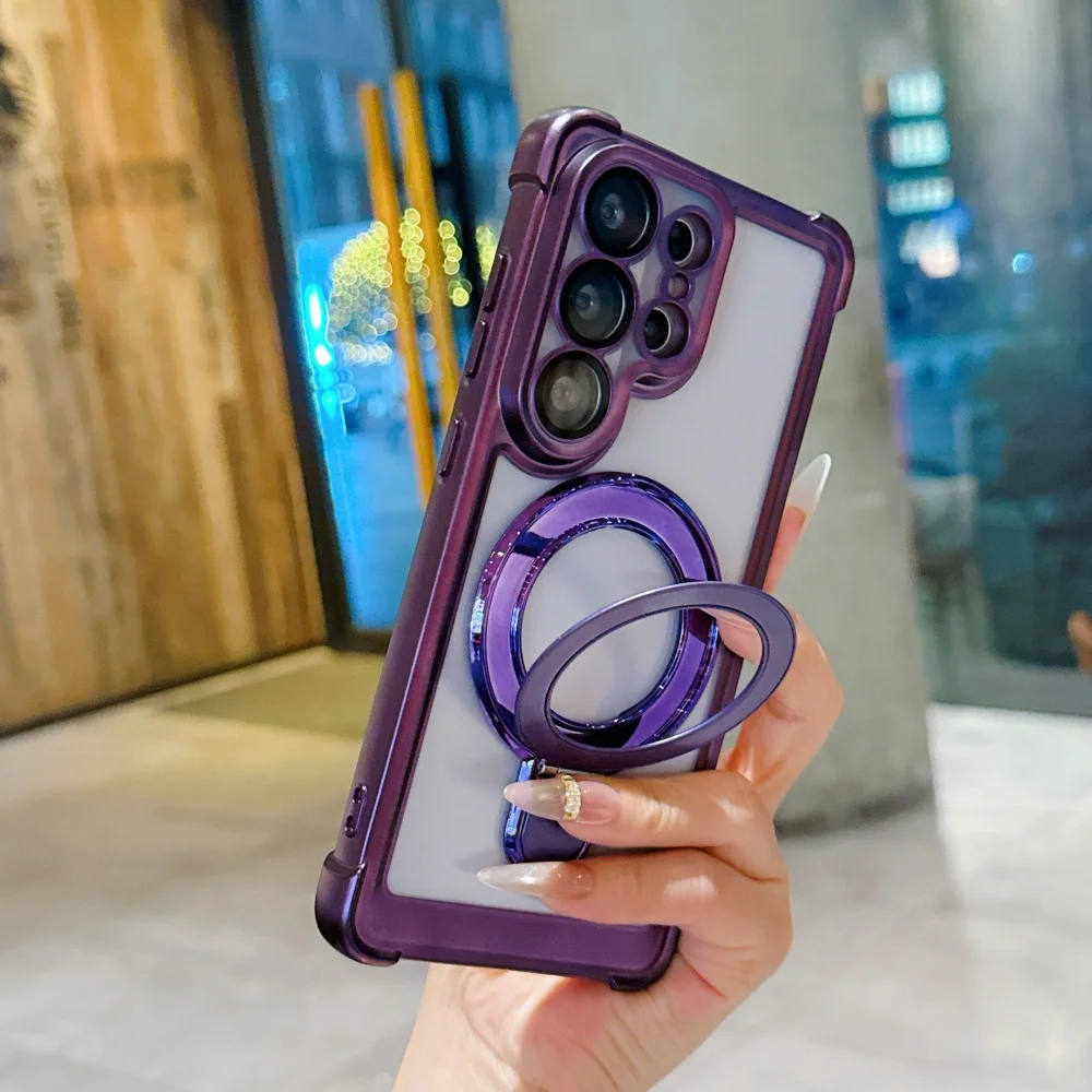 Capa Protetora De Acrílico Com Suporte Magnético E Tampa De Lente Para Galaxy S24 (roxo).