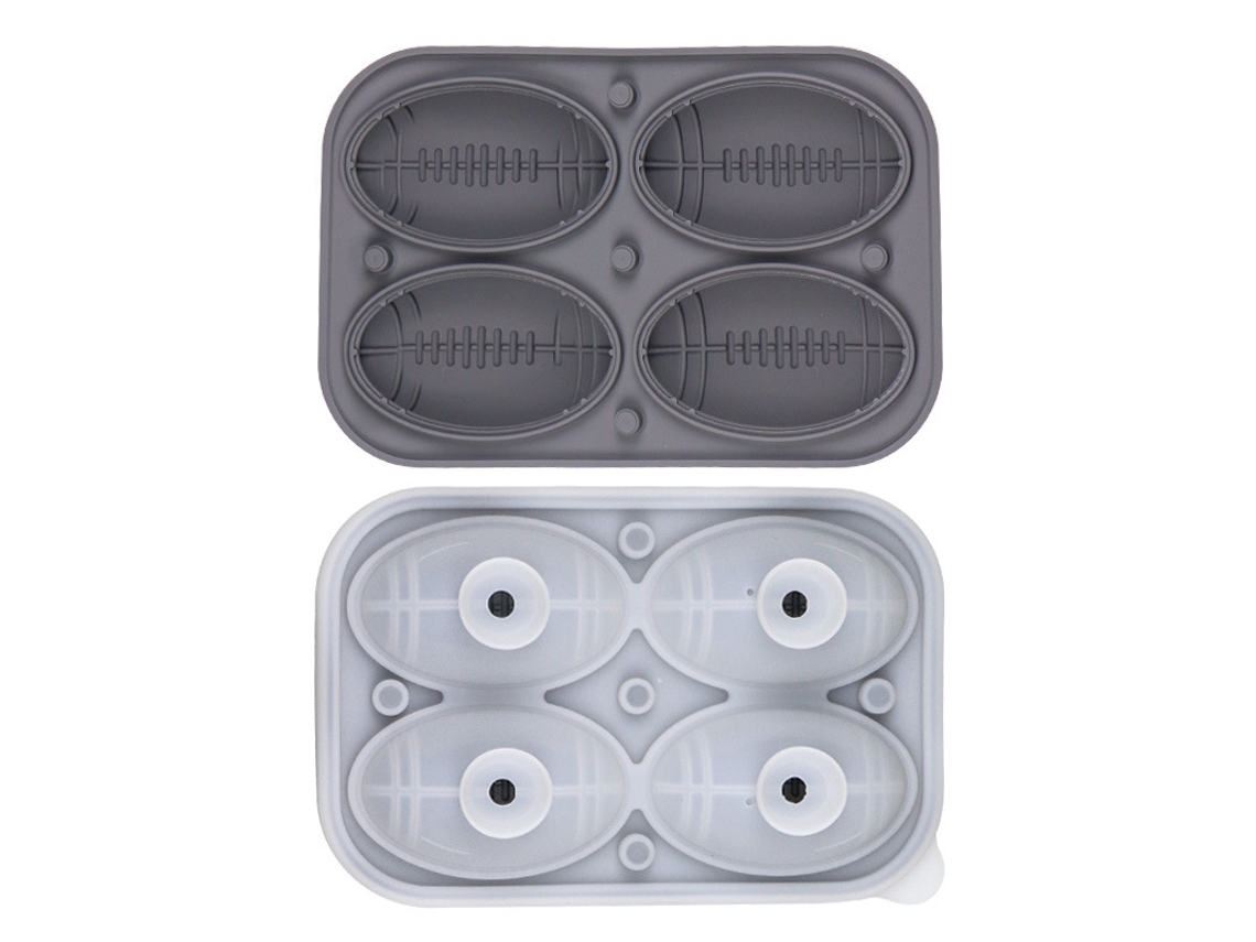 Forma De Silicone Para Cubos De Gelo Em Forma De Bola De Rugby Com Funil, Ideal Para Cocktails, Bourbon, Conhaque E Whisky. Cinza Hexinyigjly