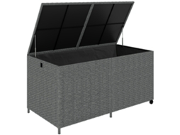 Baú Armazenamento Rattan 650l QINGYU TECH resistente UV com tampa, rodas (150x75x74cm)