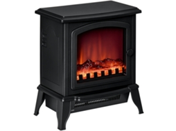 Elektrokamin Freistehend, Flammeneffekt, 2 Heizmodi 1000w/2000w, Gehärtetes Glas, Schwarz, 36,5x24x45,5 Cm