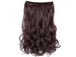 Extensão De Cabelo Ondulado Cacheado Mate Sintético 23.6 Polegadas Com 6 Clipes Para Mulheres Castanho Escuro