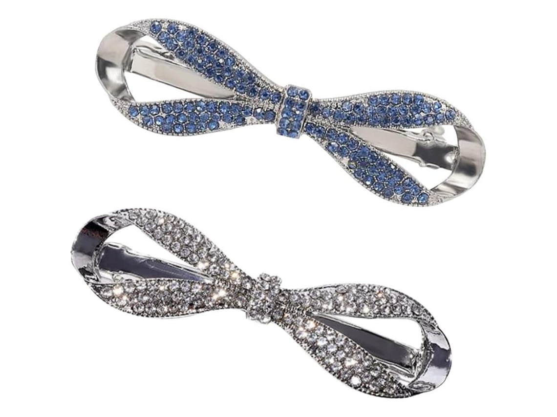 2026-2 Pinças Para Cabelo Com Cristais Brancos Rhinestone Para Meninas E Mulheres
