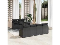 Vidaxl Conjunto De Sofá De Jardim 8 Unid. Preto Vime Pe