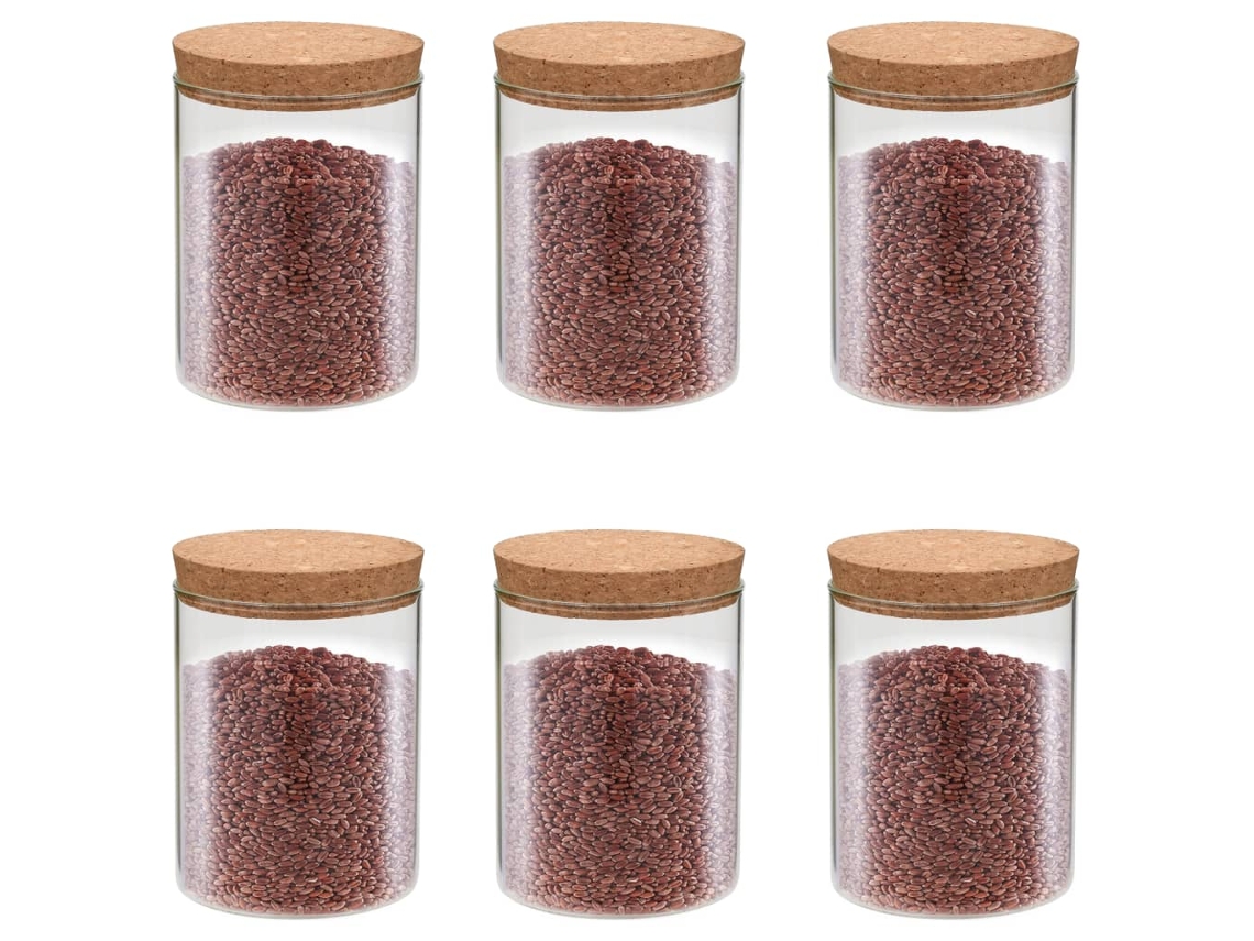 Vidaxl Frascos De Vidro Com Tampas De Cortiça 6 Pcs 650 Ml